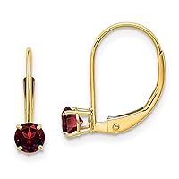 14K Solid Gold Gemstone Drop Dangle Earrings - Statement Birthstone Earrings - Everyday Classic Simple Round Earrings