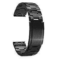Quick Fit Titanium Alloy+Stainless Steel Watchband for Garmin Fenix 7X 7/6 6X Pro 5X Plus Strap Band MARQ/Enduro Belt Bracelet (Color : Black, Size : 26mm Width)