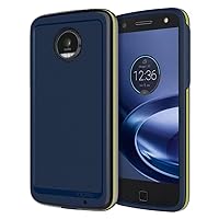 Incipio Performance Series Level 4 Rugged Shock Absorbing Impact Protection Case with Rotating Belt Clip Holster for Motorola Moto Z Droid - Navy / Yellow