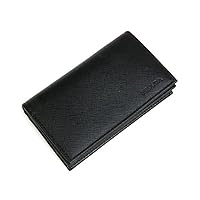 Prada Mens Vitello Flap Card Holder Wallet Black Navy 2MC122