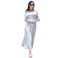 Women's Summer White Dress,One-Shoulder Holiday Beach Dress