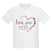Kids Light T-Shirt I Love You Mom Burlap and Pink Heart