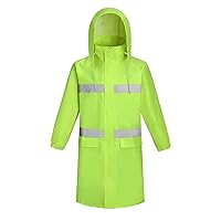 Mens Raincoat Long Black Rain Jacket Hooded Emergency Poncho Raincoat Trench Fishing Coat Rain (Green-C, One Size)