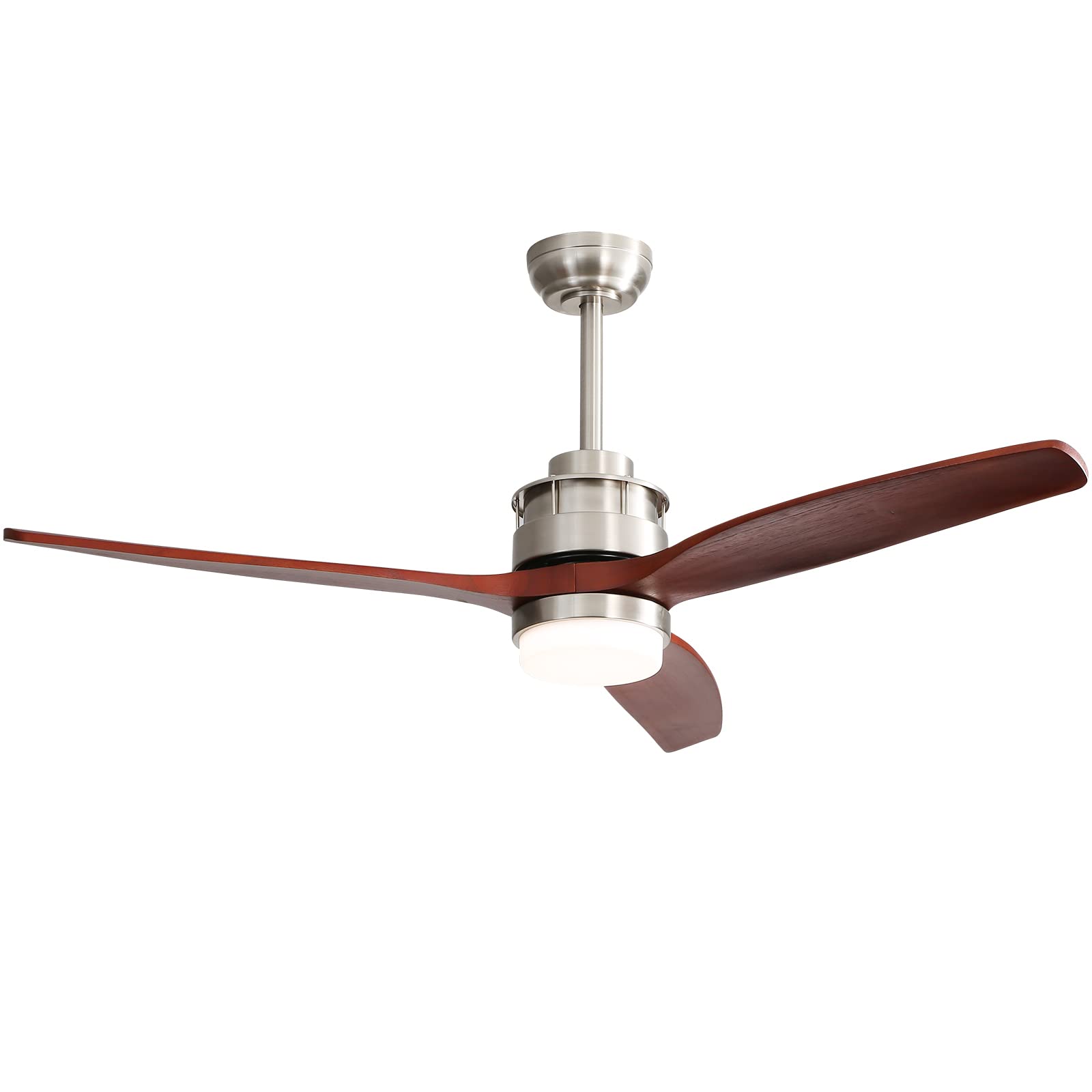 Sofucor 52 Inch Ceiling Fan with Lights Remote Control 18W Dimmable LED Reversible DC Motor Modern Wood Ceiling Fan for Farmhouse Kitchen Bedroom Basement Dining Living Room(brushnickle+Burgundy)
