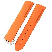 Rubber Silicone Watchband for Omega Seamaster GMT Diver 300 Speedmaster Hamilton 19mm 20mm 21mm 22mm Watch Strap (Color : Orange, Size : 22mm Silver Buckle)