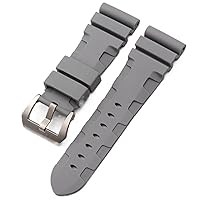 Nature Rubber 26mm Watch Band for Panerai Submersible Luminor PAM Black Blue Red Orange Strap Butterfly Clasp (Color : Gray Pin, Size : 26mm Spin)