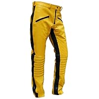 Womens Kill Ill Beatrix Costume Kiddo Uma Thurman Yellow Leather Biker Jacket, The Bride Outfit with Jacket Pants for Women