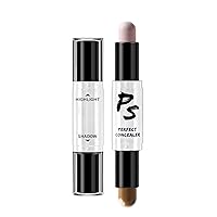 Face Highlighters Double Head Highlight Stick Cosmetics 3D Face Make Up 2 In 1 Highlighters For Highlight Clavicle Face Shaping Pro Girl Concealer (A, One Size)