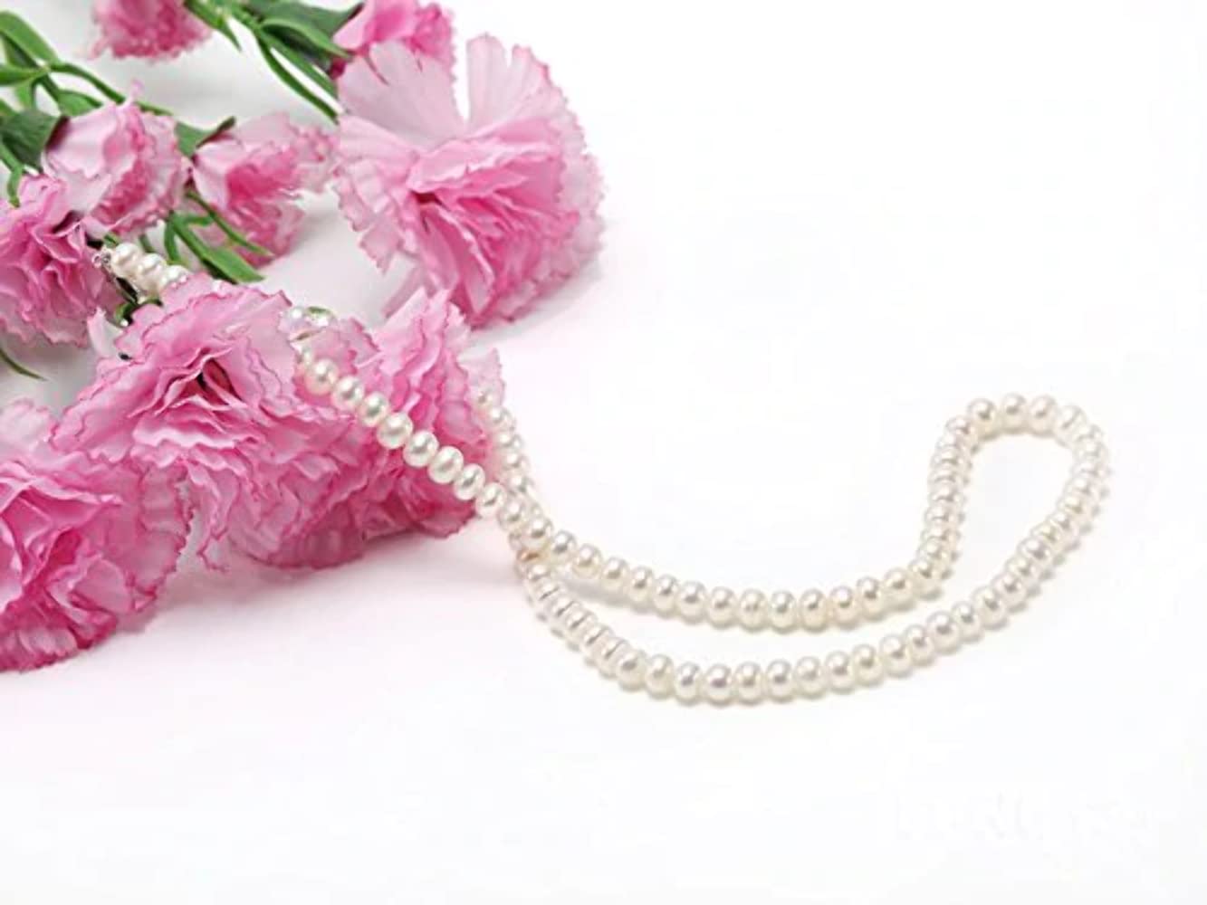 JYX Pearl Choker Necklace Small White 5mm Cultured Freshwater Pearl Necklace for Women 16