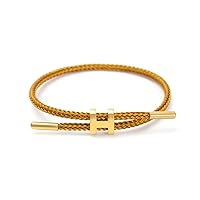 EXTREE Adjustable Rope Bracelet, Gold-plated Buckle Design Titanium Steel Wire Fashion Bridesmaid Bracelet Gift for Women Men Girls
