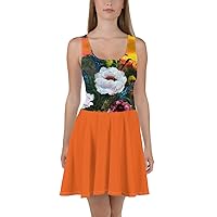 Skater Dress with JunglePixie Orange Sunrise Bouquet Print