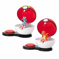 Pokémon Surprise Attack Game, Featuring Charmander #1 and Riolu - 2 Surprise Attack Balls - 6 Attack Disks - Toys for Kids Fans