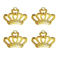 Gold Metal Lucky Crown Charm Prince/Princess Favor, Necklace, Bracelet Charms Pendant - 10 PCS