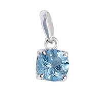 Blue Topaz December Birthstone Bridal-Wedding Jewelry 925 Sterling Silver Solitaire Pendant