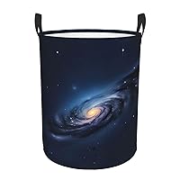Universe Milky Way Galaxy Round waterproof laundry basket,foldable storage basket,laundry Hampers with handle,suitable toy storage