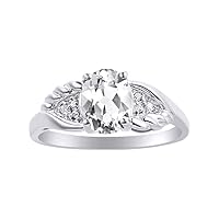 Rylos Diamond & White Topaz Ring Set In Sterling Silver Diamond Wings Design
