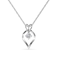 White Sapphire Royal Heart Pendant Necklace 0.53 ct 14K Gold