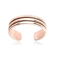 Created Adjustable Plain Band Women's Toe Ring in 925 Sterling Silver 14K Gold Over