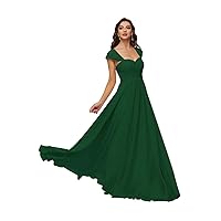 Women's Long Sleek Chiffon Bridesmaid Dresses Sweetheart Neck Formal Evening Wedding Party Gowns