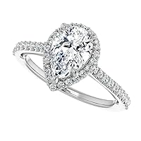 2.50 CT Pear Cut Colorless Moissanite Engagement Ring, Wedding Bridal Ring, Eternity Solid 10K White Gold Diamond Solitaire 3-Prong Perfect Ring for Her