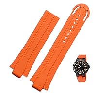 24mm*12mm Lug End Rubber Waterproof Watchband for Oris Wristband Silicone Watch Strap Stainless Steel Folding Clasp (Color : Orange-No Buckle, Size : 24-12mm)