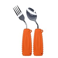 Adaptive Weighted Silverware Utensils Angled Spoon for Hand Tremors Parkinsons,Weighted Utensils with Non-Slip Easy Grip Handles for Independent Eating