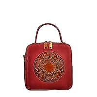 Vintage Women's Bag Handmade Totem Handbag Ladies Embossed Shoulder Messenger Bag