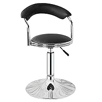 Stools,Swivel Chair Bar Stool Beauty Salon Barber with Backrest, Handle and Metal Chassis, Adjustable 39-54Cm/Black