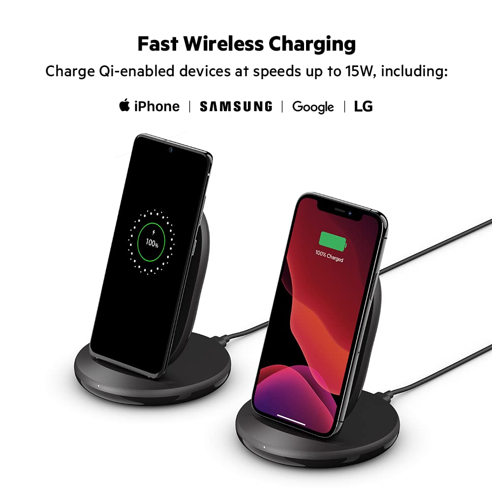Mua Belkin Wireless Charging Stand - 15W Qi-Certified Charger Stand for  iPhone, Samsung Galaxy, Google Pixel & More - Charge While Listening to  Music & Streaming (Power Supply Included) trên Amazon Mỹ