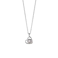 Picture Necklace Personalized Love Heart Projection Necklace with Photo Inside - Custom Photo Charm Pendant –Sterling Silver Memorial Gift for Women Girls, Silver
