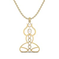 2.33 Cts Pearl Gemstone Yoga Pendant 925 Sterling Silver Seven Chakra Meditation Pendant Necklace Jewelry