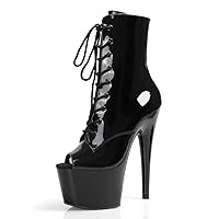 Punk 17cm Peep Toe Nightclub Catwalk 7Inch Exotic Dancer Stripper Heels Sexy Fetish Pole Dance Shoes Gothic Platform Ankle Boots