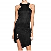Women's Black Textured Asymetrical Sleeveless Stretch Grommet Dress SZ 4