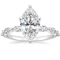 Mois 2CT Marquise Cut VVS1 Colorless Moissanite Engagement Ring Wedding Band Gold Silver Eternity Solitaire Halo Vintage Antique Anniversary Promise Gift Versailles Diamond Engagement Ring