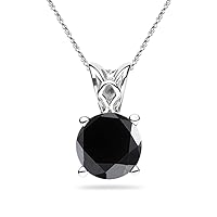 Round Black Diamond Scroll Solitaire Pendant AA Quality in Platinum Available in Small to Large Sizes