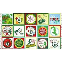Dr. Suess How The Grinch Stole Christmas Flannel Fabric Block Panel - 15 Quilt Blocks (Great for Quilting, Sewing, Craft Projects, Quilt, Pillow & More) 24