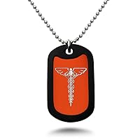 Medical Alert ID, Personalized Custom Engraved Medical Alert ID Aluminum Dog Tag Necklace Made in USA