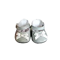 18 Inch Doll Shoes- Grey Bow Mary Janes- Fits 18 Inch Fashion Girl Dolls