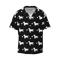 Dachshund Men's Summer Short-Sleeved Shirts, Casual Shirts, Loose Fit with Pockets