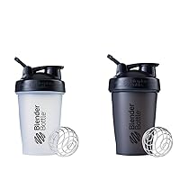 Classic Shaker Bottle Perfect for Protein Shakes and Pre Workout, 20-Ounce, Clear/Black/Black & Classic Shaker Bottle Perfect for Protein Shakes and Pre Workout, Black, 20oz