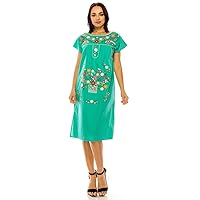 Women Embroidered Traditional Mexican Bohemian Long Casual Dress