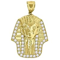 10k Two tone Gold Mens CZ Cubic Zirconia Simulated Diamond Pharaoh Egyptian Charm Pendant Necklace Jewelry for Men