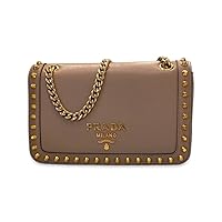 Prada Pattina Glace Calf Leather Cammeo Beige Pattina Studded Handbag