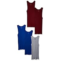Fruit of the Loom Men's Tag-Free Tank A-Shirt, 5 Pack - Assorted Colors, Medium