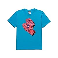 SANTA CRUZ Screaming Foam Hand Front S/S Midweight T-Shirt Neon Blue Sm Youth