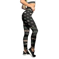 SNKSDGM Women's High Waist American Flag Leggings Comfy USA Stars Stripes Patriotic Tights Slim Fit Jogging Sports Yoga Pants