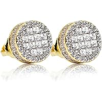 || 2.00CT Round Cut Simulated White Diamond Solitaire Stud Earrings 14K Yellow Gold Finish For Women's & Men's 925 Sterling Silver
