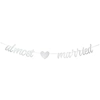 Almost Married Silver Glitter Banner for Engagement Sign Wedding Rehearsal Decorations Celebrations Party Decor Supplies