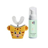 AutoBrush Sonic Pro Kids U Shaped Electric Toothbrush with Watermelon Fluoride Free Foaming Toothpaste, Daniel Tiger, Ages 6-8, Double Sided