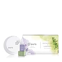 Pura Smart Home Plug-in Diffuser Kit - Eucalyptus & Lavender Pura Refills - Long-Lasting Aromatherapy Diffuser Refills with Fresh & Floral Fragrances (V3 Diffuser + 2 Scent Refills)
